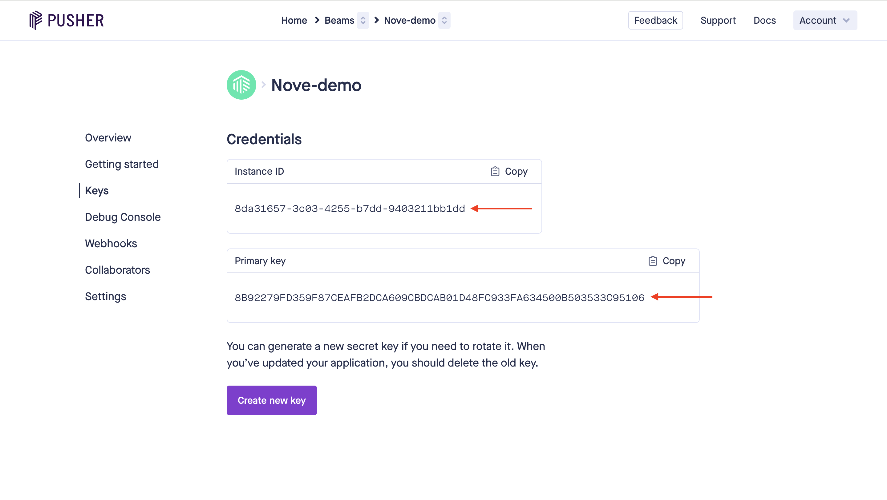 Instance credentials